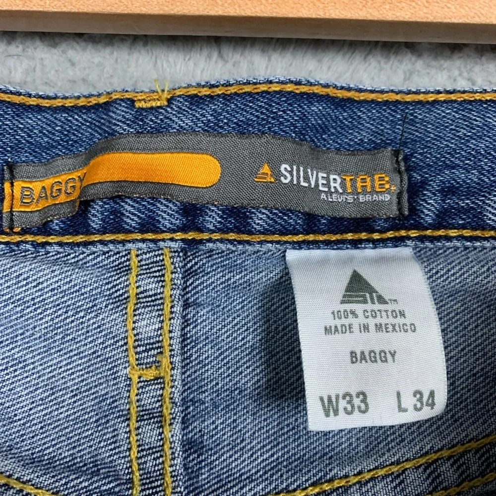 Silver Tab Baggy Jeans Men's 33 x 34 Blue Loose Grunge Hip Hop Skater Y2K Levi's